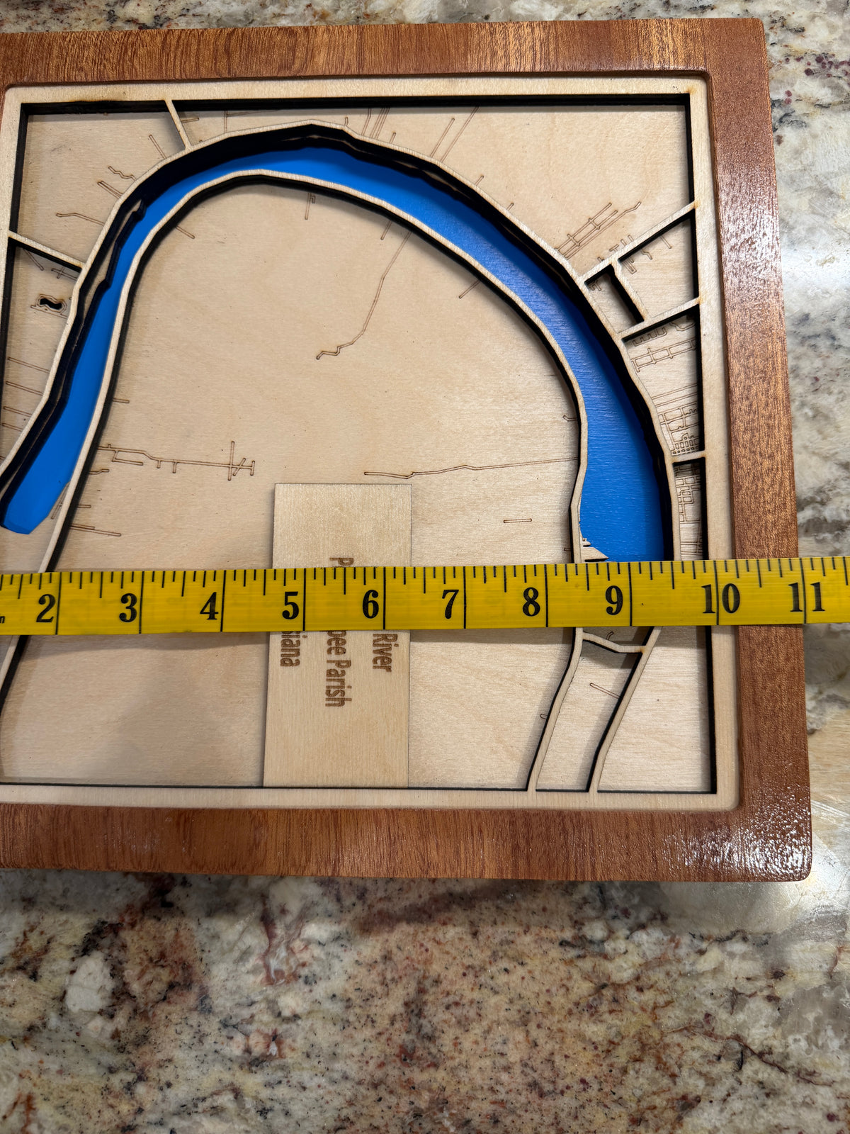 False River Louisiana Laser‑Cut Wood Map – Pointe Coupee Parish Lake House Décor