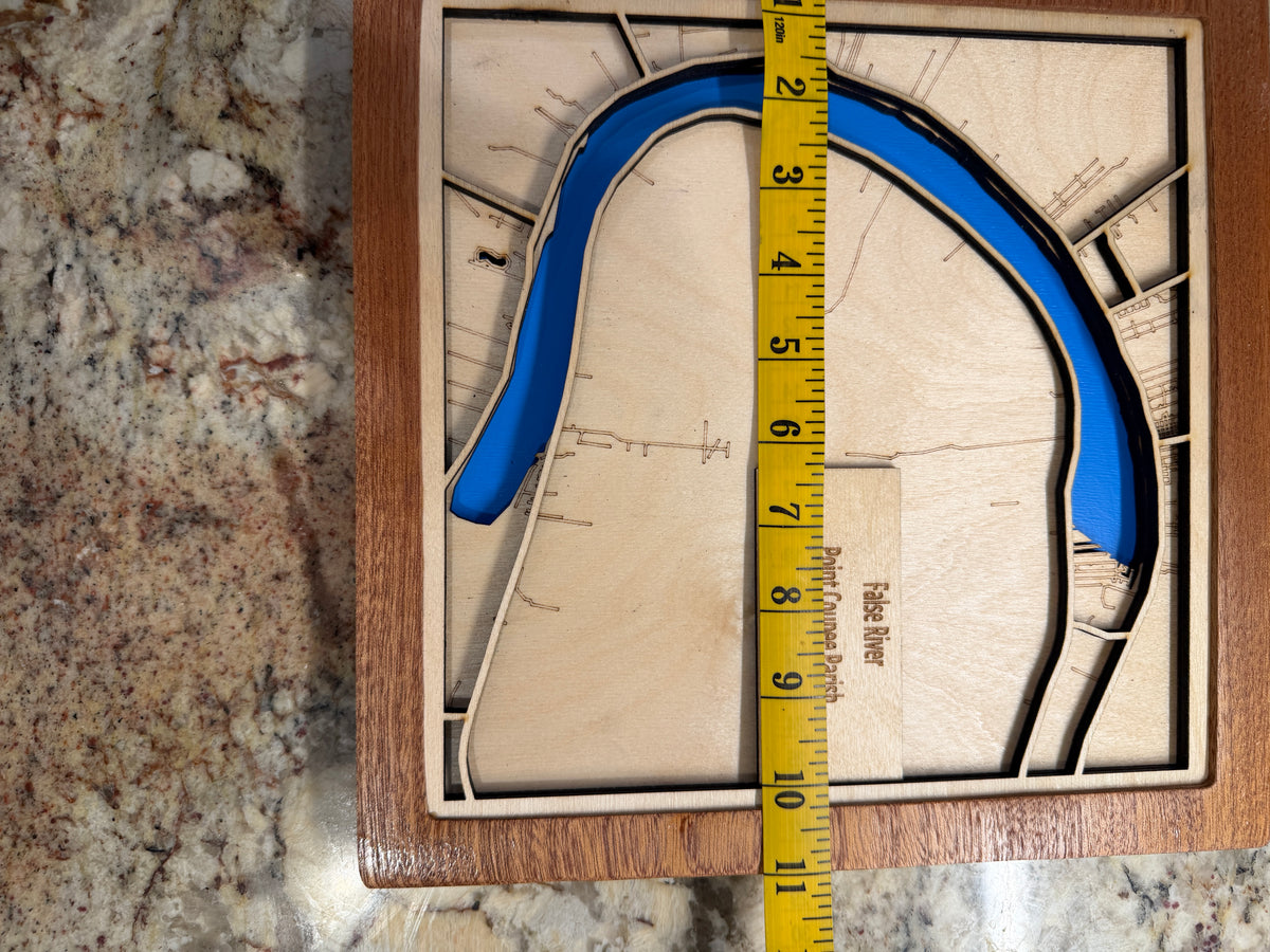 False River Louisiana Laser‑Cut Wood Map – Pointe Coupee Parish Lake House Décor